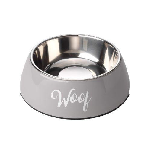 House of Paws Grey Woof Dog Bowl Large