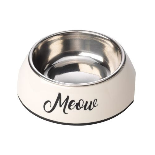 House of Paws Cream Meow Cat Bowl